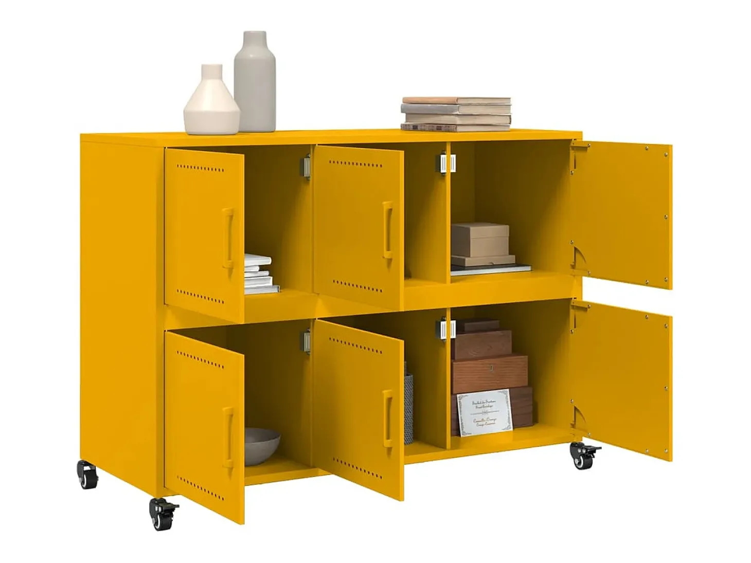 Aparador de acero amarillo mostaza 100,5x39x72 cm