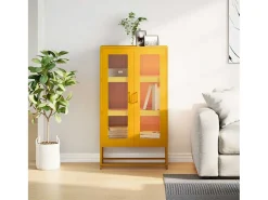 Aparador de acero amarillo mostaza 68x39x123 cm