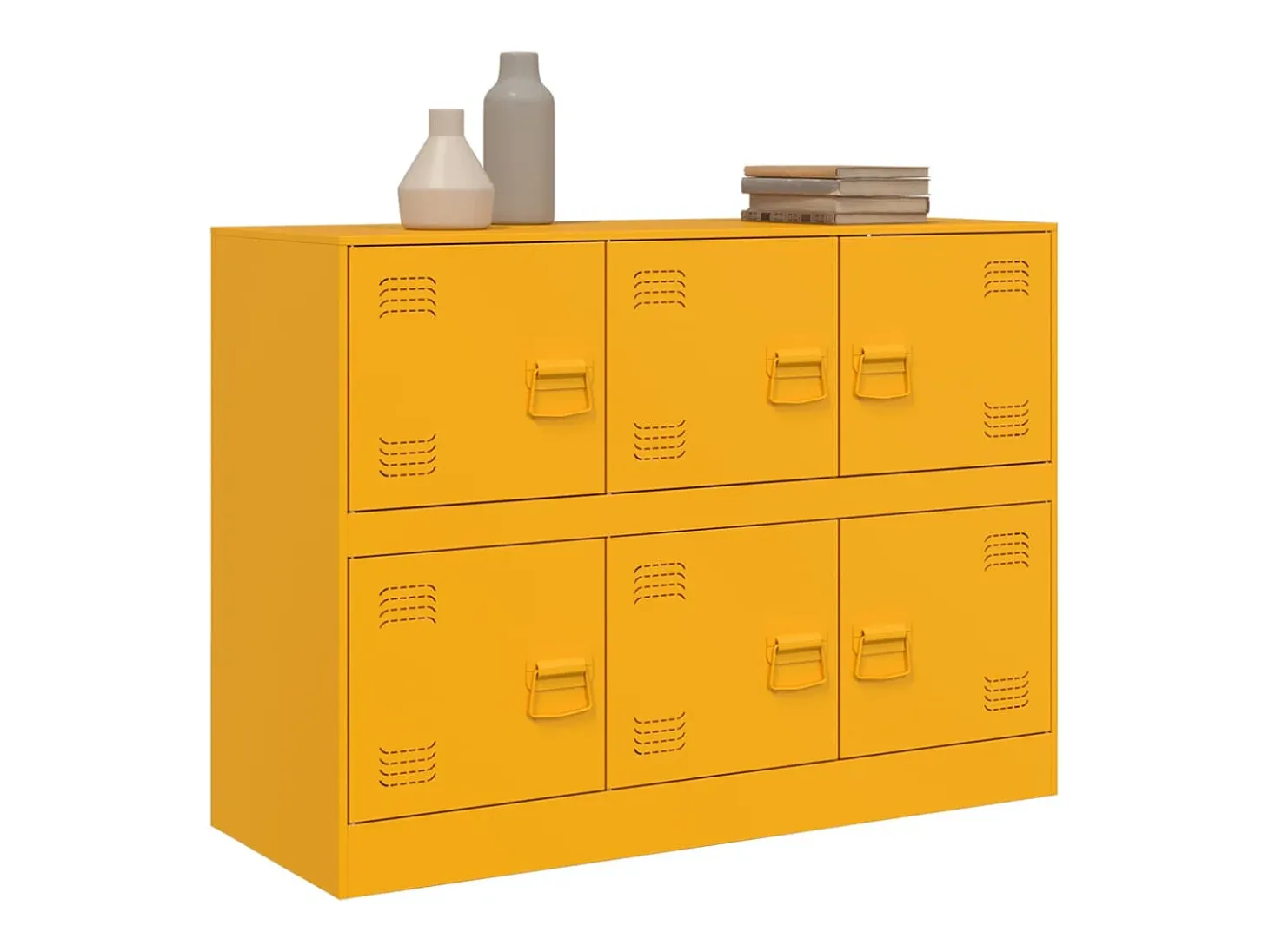 Aparador de acero amarillo mostaza 99x39x73 cm