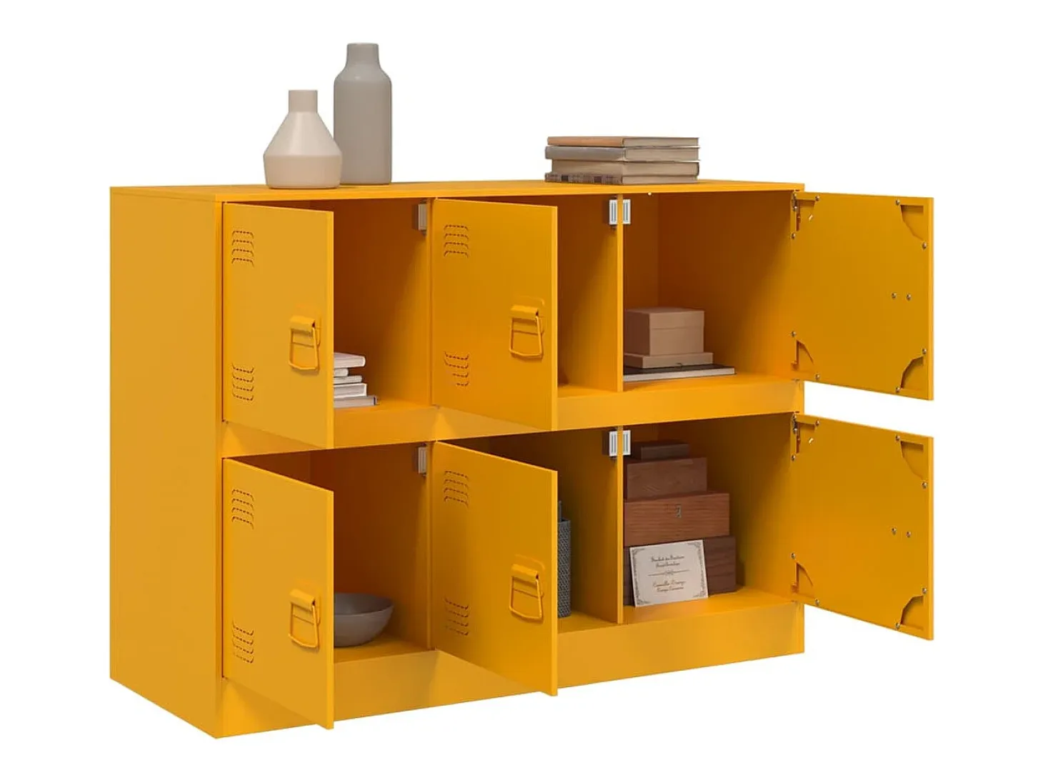 Aparador de acero amarillo mostaza 99x39x73 cm