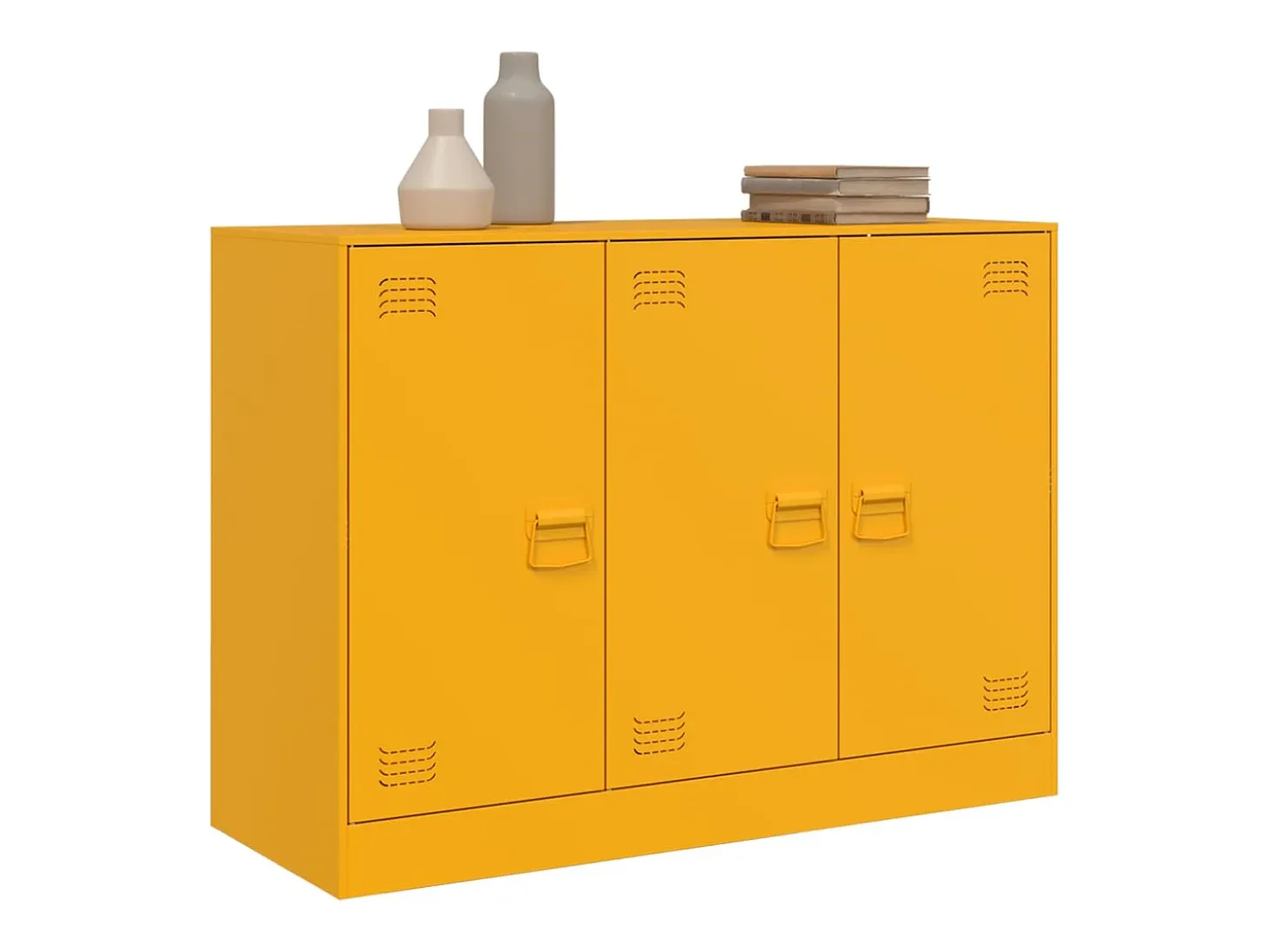 Aparador de acero amarillo mostaza 99x39x73 cm