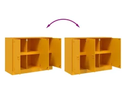 Aparador de acero amarillo mostaza 99x39x73 cm