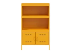 Aparador de acero amarillo mostaza 68x39x113 cm