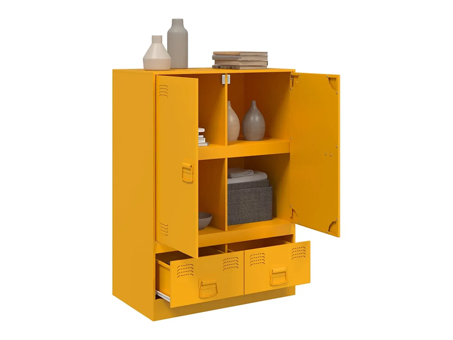 Aparador de acero amarillo mostaza 67x39x95 cm