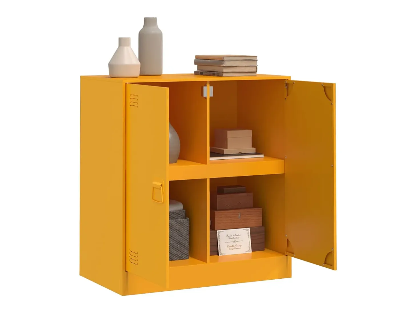 Aparador de acero amarillo mostaza 67x39x73 cm ES114719