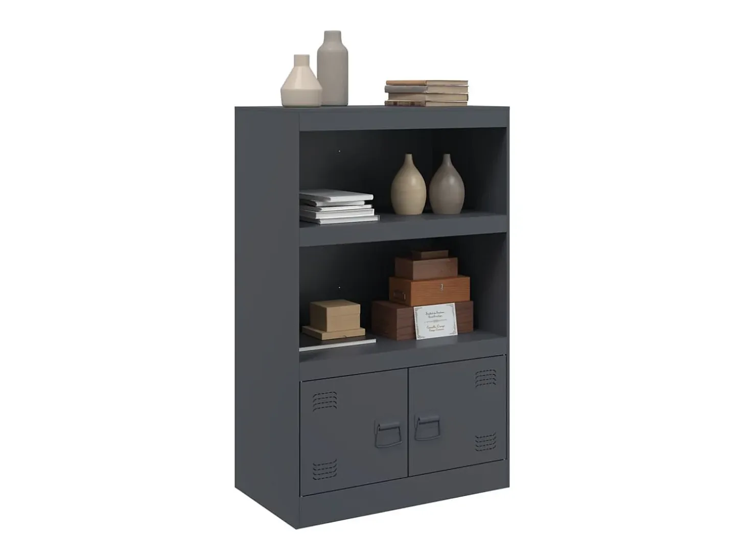 Aparador de acero antracita 67x39x107 cm ES625872