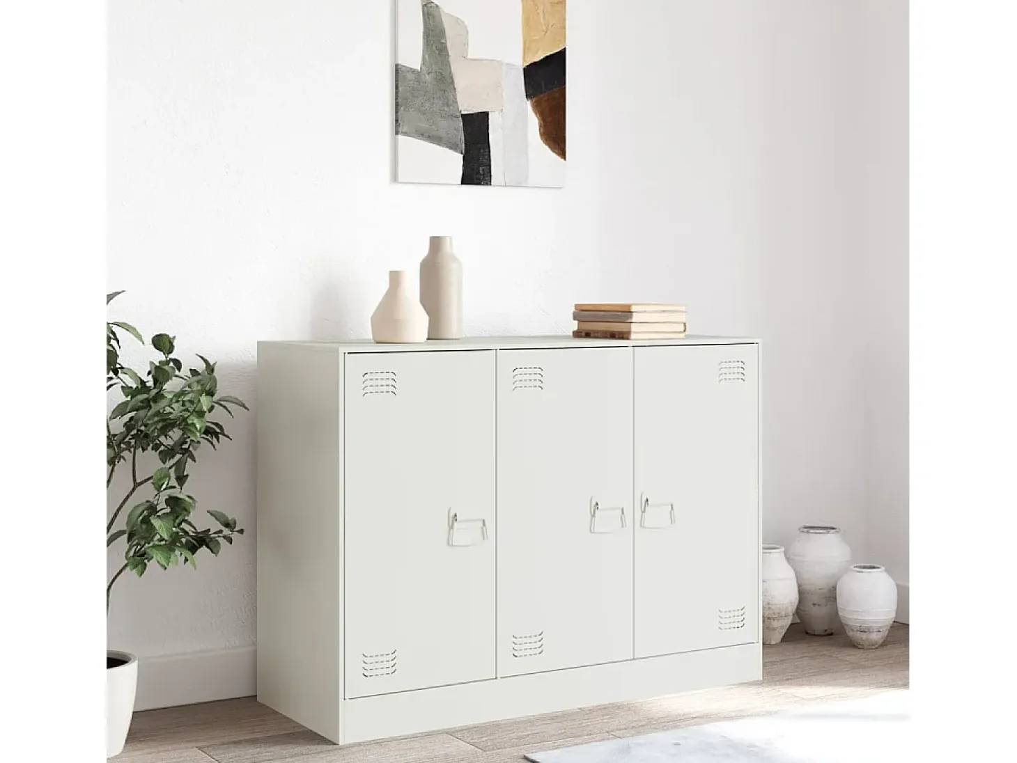 Aparador de acero blanco 99x39x73 cm ES519928