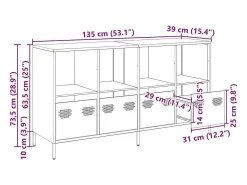 Aparador de acero laminado en frío verde oliva 135x39x73,5 cm
