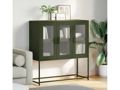 Aparador de acero laminado en frío verde oliva 100,5x39x107 cm