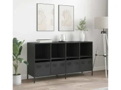 Aparador de acero laminado en frío negro 135x39x73,5 cm