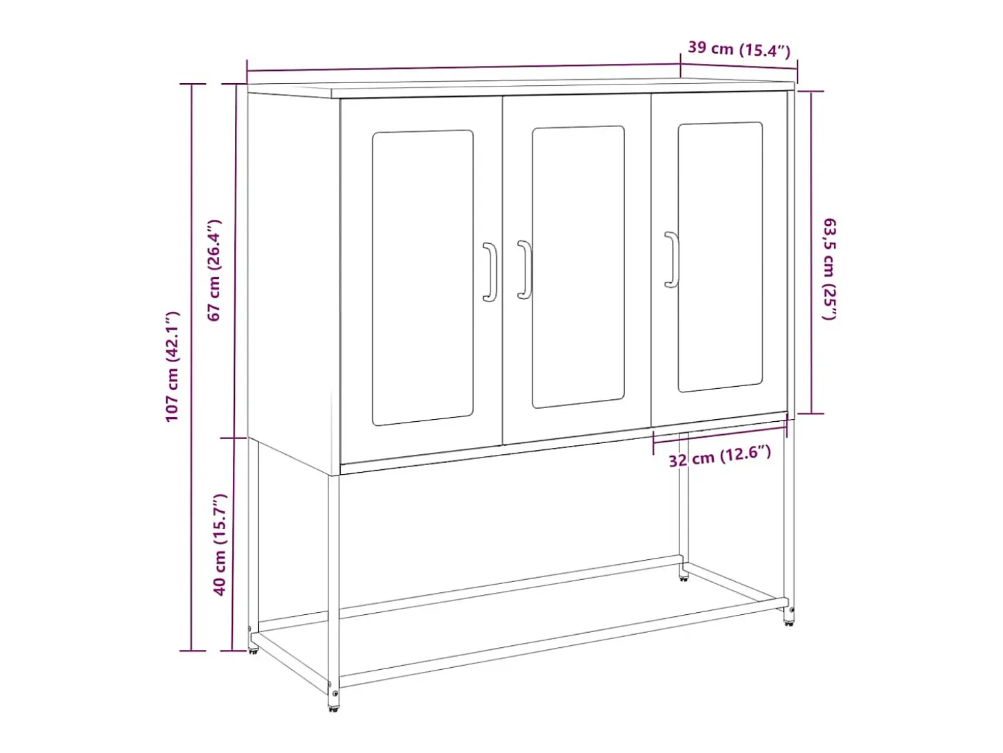 Aparador de acero laminado en frío blanco 100,5x39x107 cm