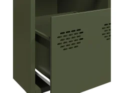 Aparador de acero laminado en frío verde oliva 68x39x73,5 cm