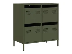 Aparador de acero laminado en frío verde oliva 68x39x73,5 cm