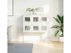 Aparador de acero laminado en frío blanco 100,5x39x107 cm