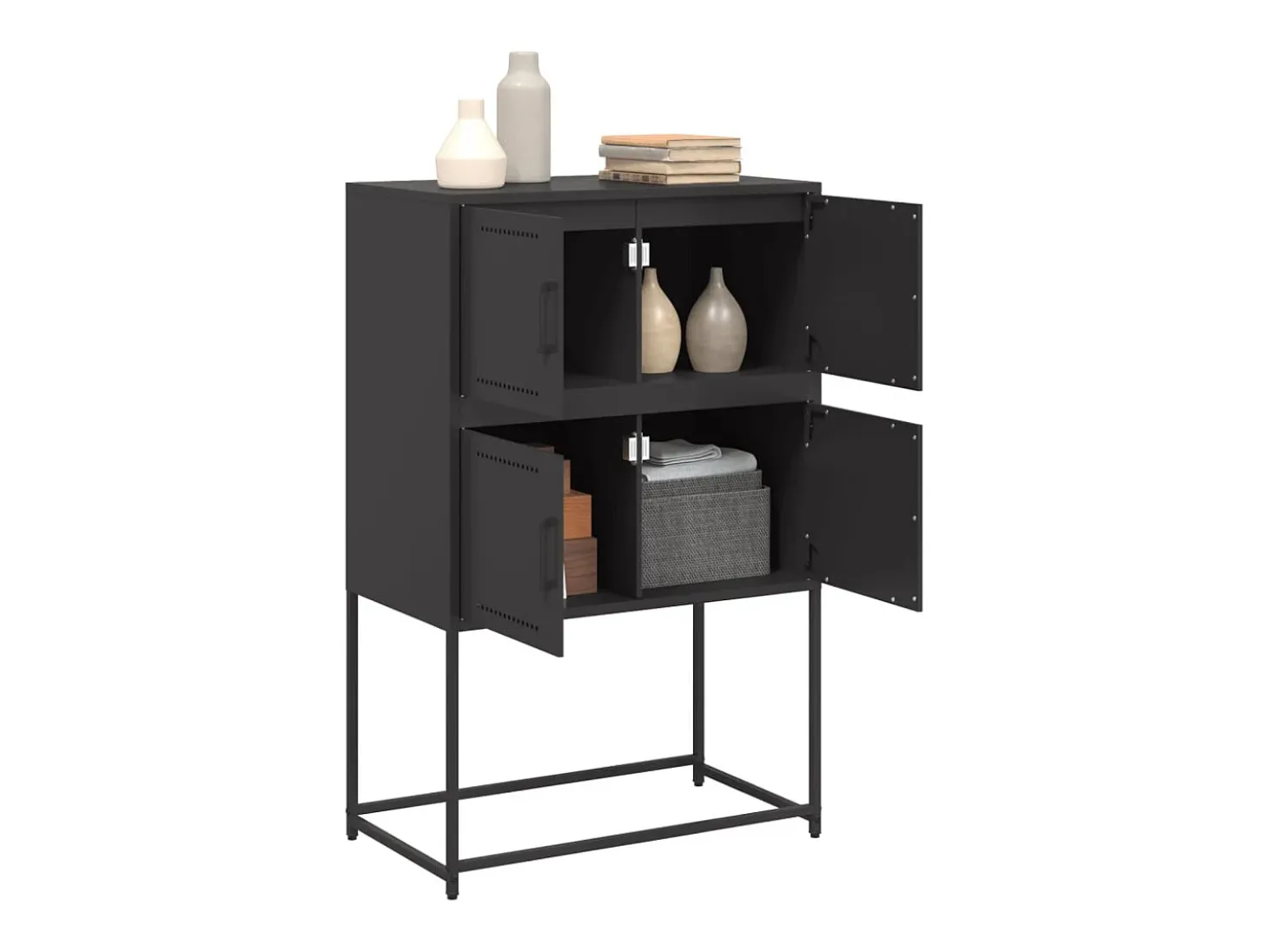 Aparador de acero negro 68,5x38,5x107 cm ES858754