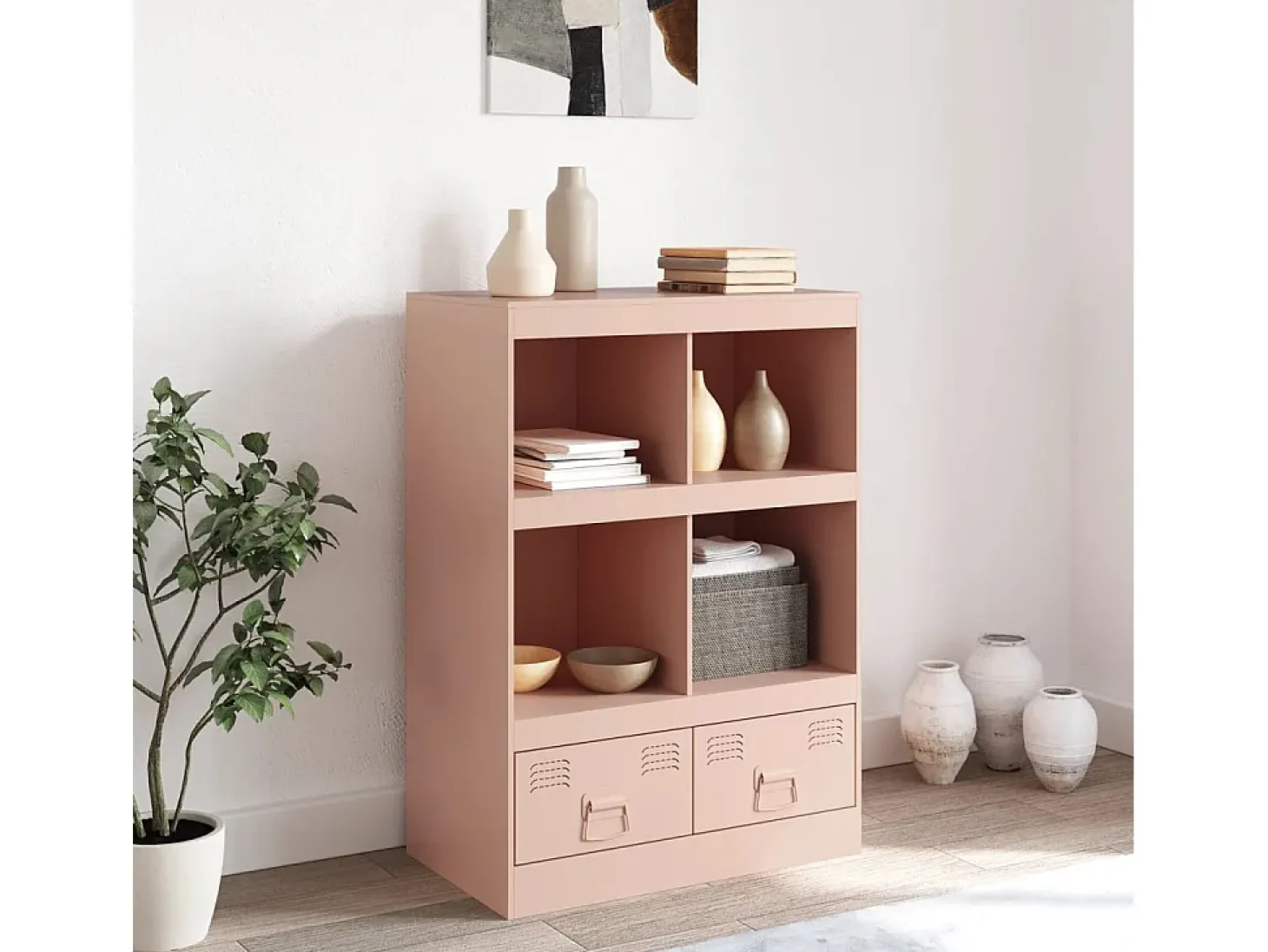 Aparador de acero rosa 67x39x95 cm ES936161