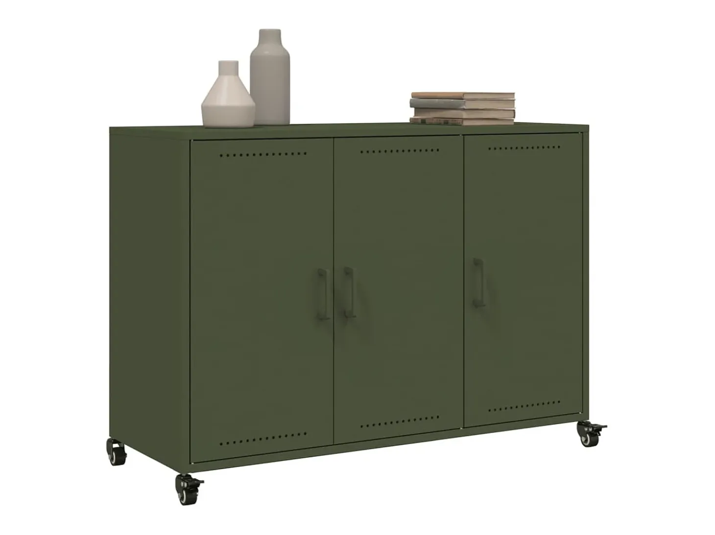 Aparador de acero verde oliva 100,5x39x72 cm