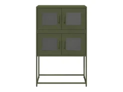 Aparador de acero verde oliva 68x39x107 cm