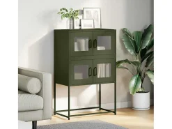 Aparador de acero verde oliva 68x39x107 cm