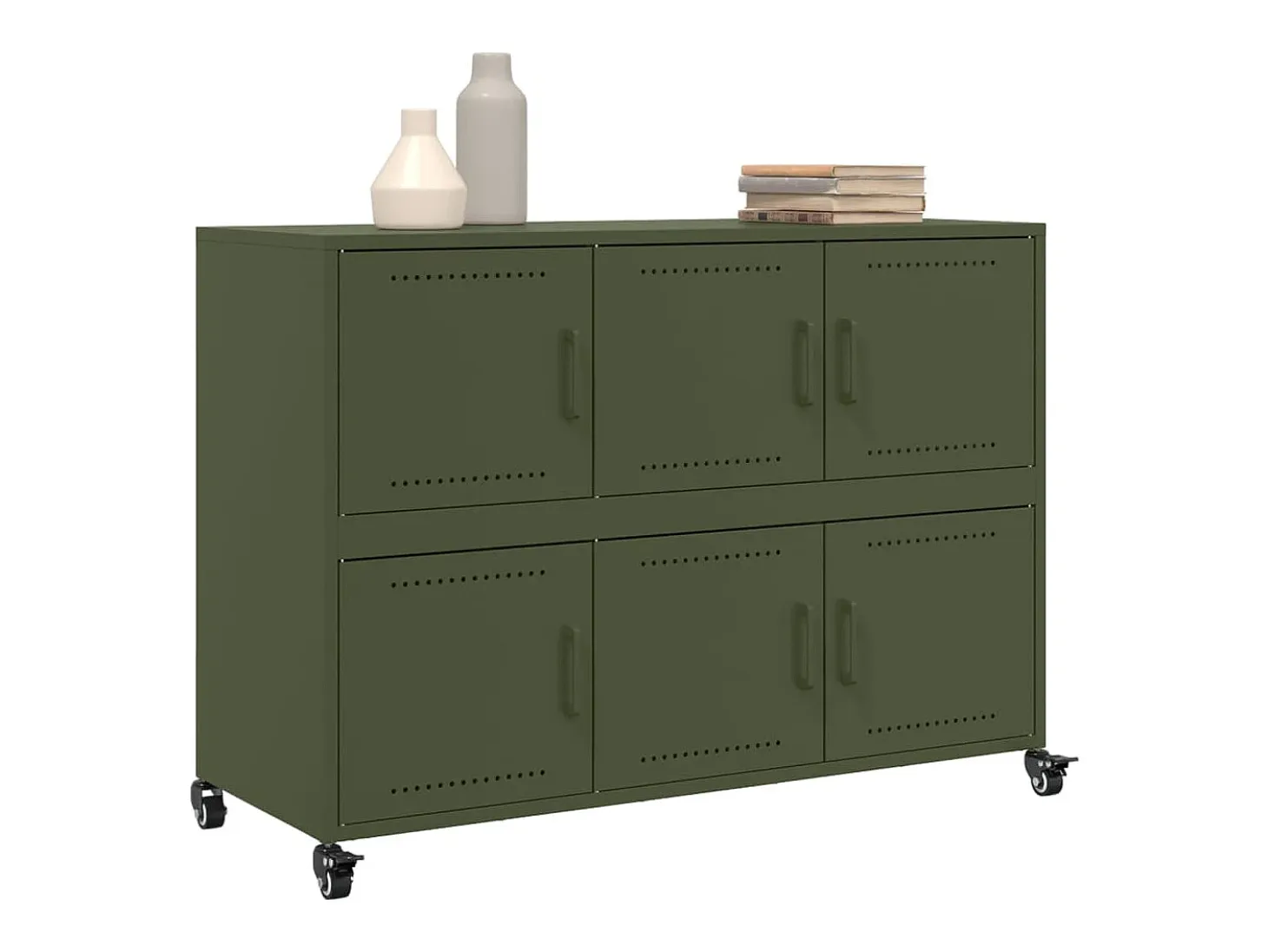 Aparador de acero verde oliva 100,5x39x72 cm