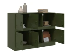 Aparador de acero verde oliva 99x39x73 cm
