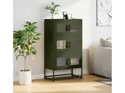 Aparador de acero verde oliva 68x39x123 cm