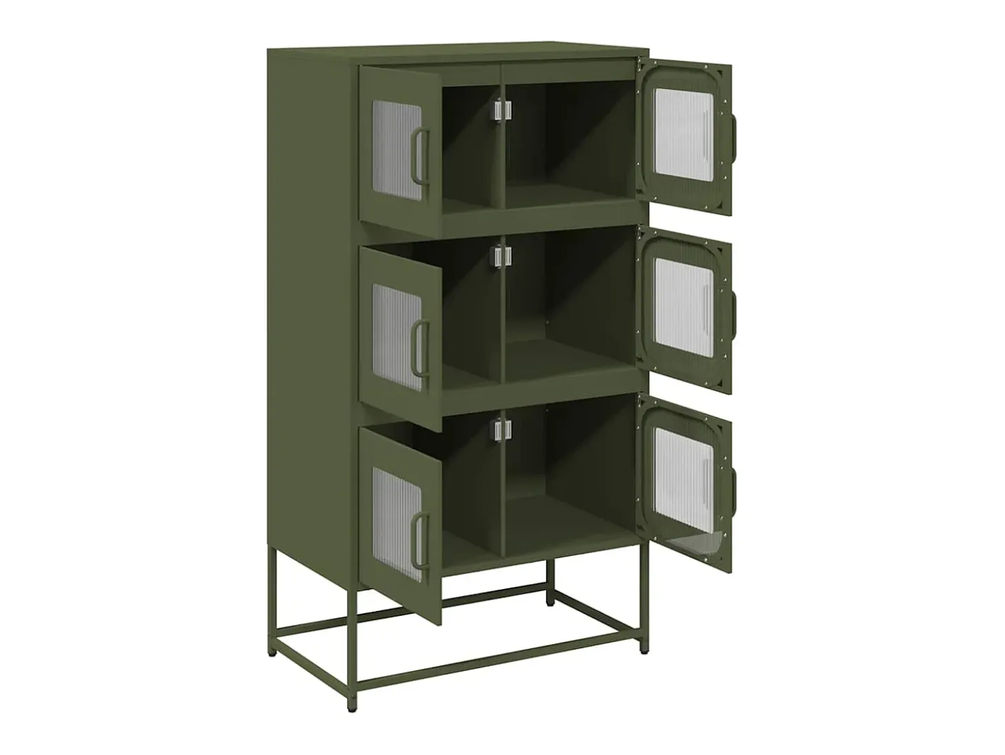 Aparador de acero verde oliva 68x39x123 cm