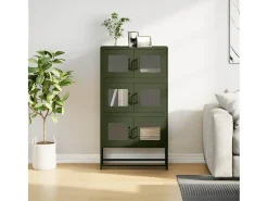 Aparador de acero verde oliva 68x39x123 cm