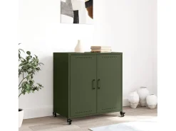 Aparador de acero verde oliva 68x39x72 cm