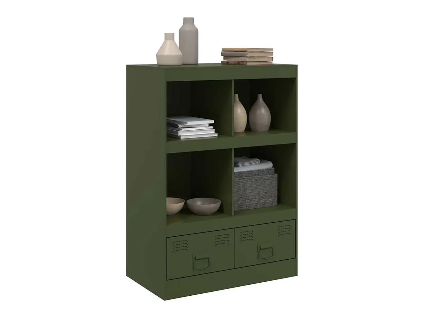 Aparador de acero verde oliva 67x39x95 cm