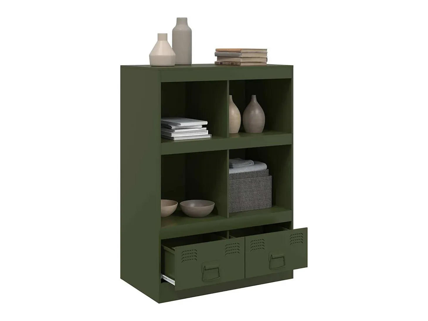 Aparador de acero verde oliva 67x39x95 cm