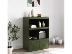 Aparador de acero verde oliva 67x39x95 cm