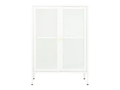 Aparador de acero y vidrio blanco 75x35x105 cm ES626222