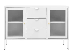 Aparador de acero y vidrio templado blanco 105x35x70 cm ES11700