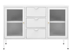 Aparador de acero y vidrio templado blanco 105x35x70 cm ES11700