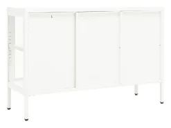 Aparador de acero y vidrio blanco 105x35x70 cm