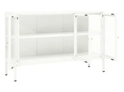 Aparador de acero y vidrio blanco 105x35x70 cm