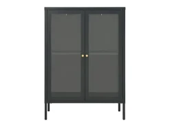 Aparador de acero y vidrio gris antracita 75x35x105 cm ES32465