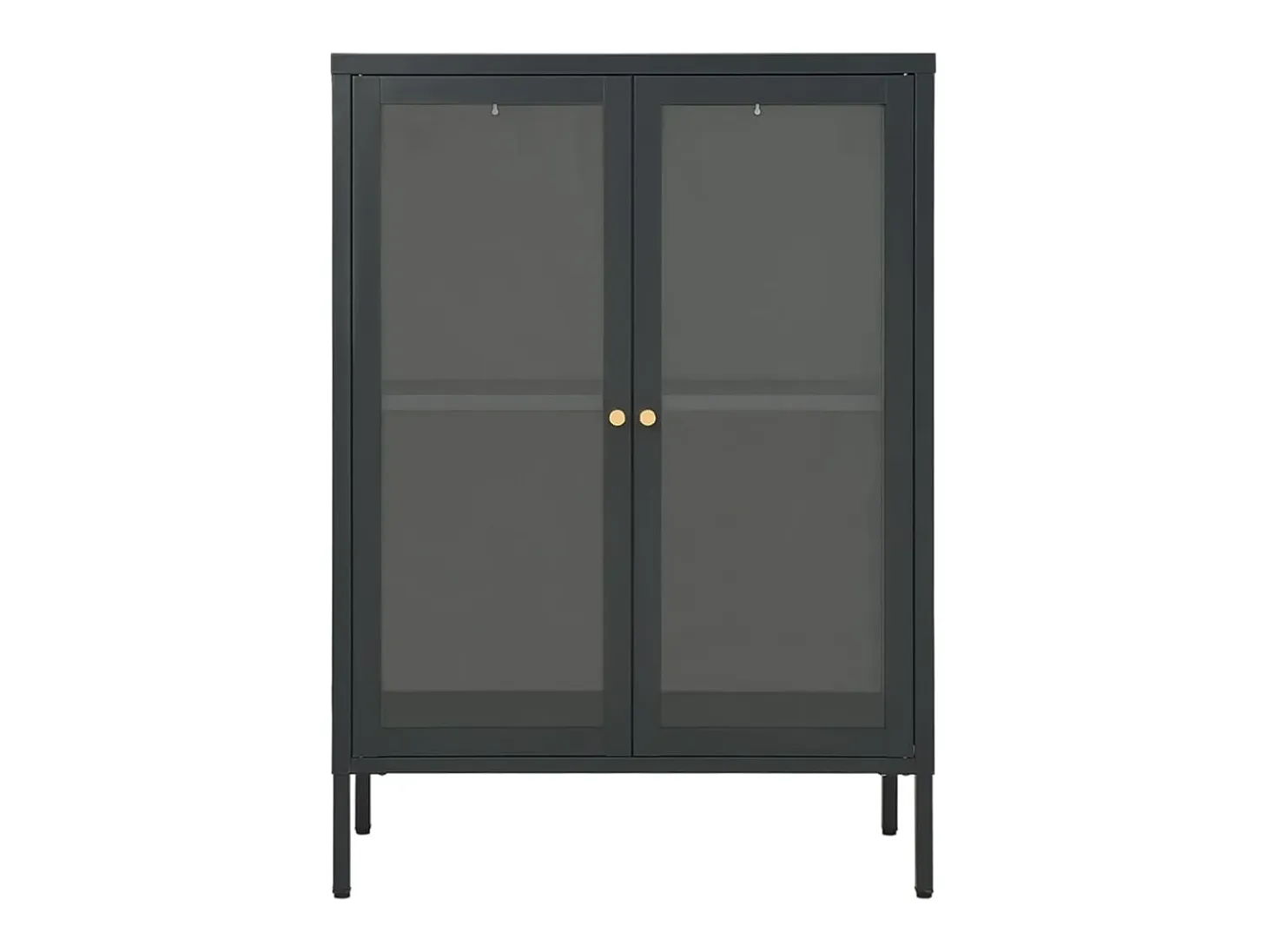 Aparador de acero y vidrio gris antracita 75x35x105 cm ES32465