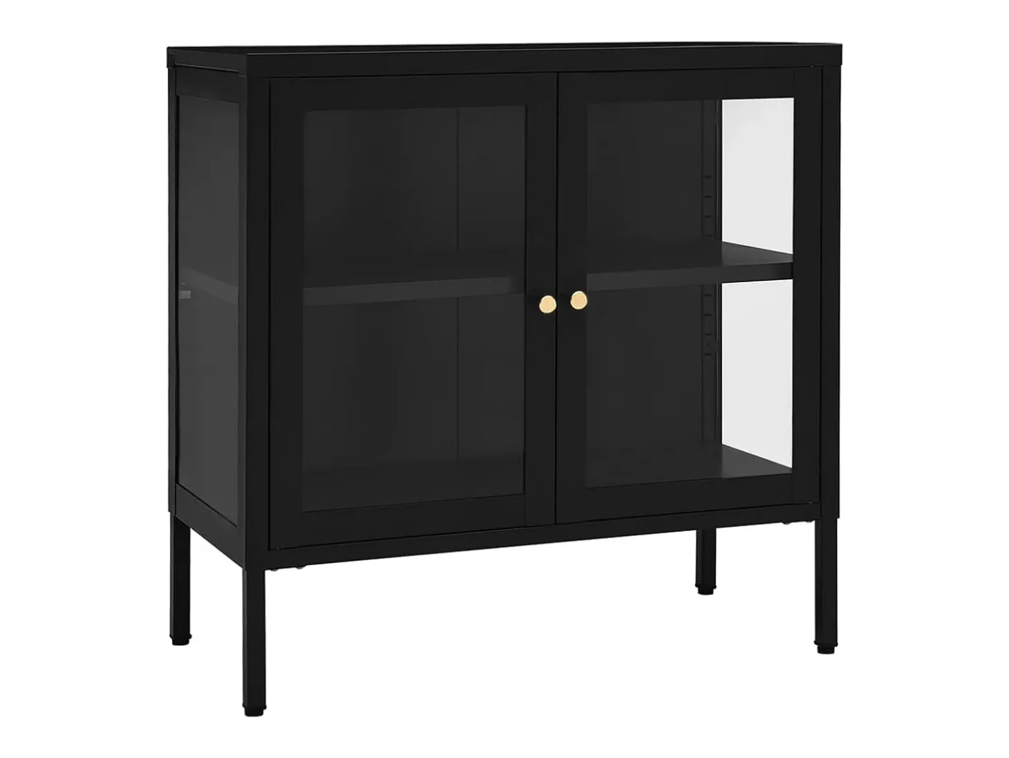 Aparador de acero y vidrio negro 70x35x70 cm ES61949
