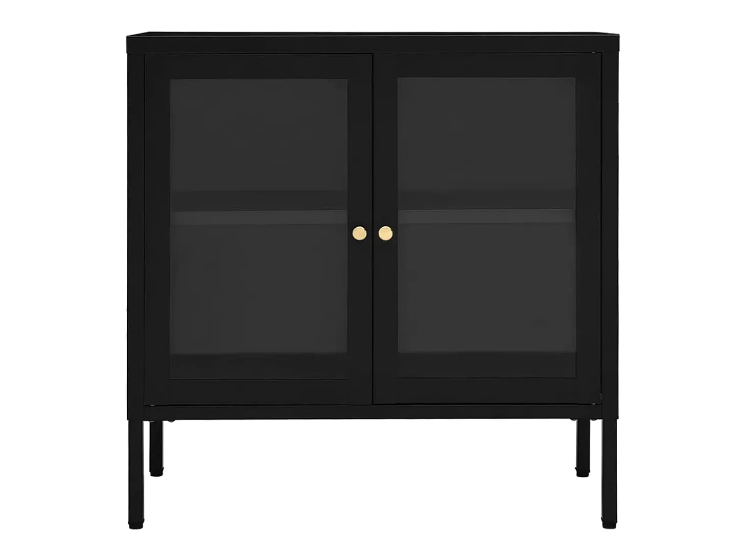 Aparador de acero y vidrio negro 70x35x70 cm ES61949