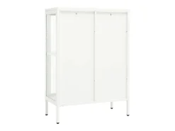 Aparador de acero y vidrio blanco 75x35x105 cm