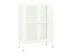 Aparador de acero y vidrio blanco 75x35x105 cm