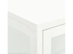 Aparador de acero y vidrio blanco 75x35x105 cm