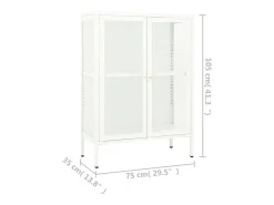 Aparador de acero y vidrio blanco 75x35x105 cm