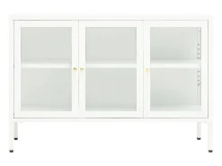 Aparador de acero y vidrio blanco 105x35x70 cm ES56454