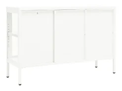 Aparador de acero y vidrio blanco 105x35x70 cm ES56454