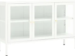 Aparador de acero y vidrio blanco 105x35x70 cm ES56454