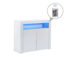 Aparador de almacenaje con luz LED y 2 puertas para salón y comedor - blanco