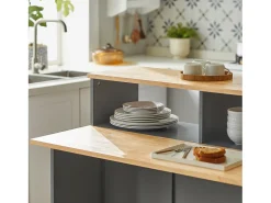 Aparador de Almacenamiento con Encimera Extensible Isla de Cocina Armario de Cocina Múltiple 110 x 97 x 68 cm FSB36-HG SoBuy ES